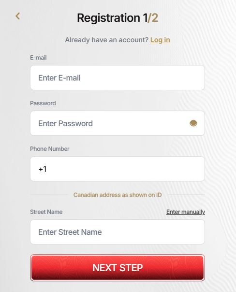 Register new ToonieBet account by entering personal information 