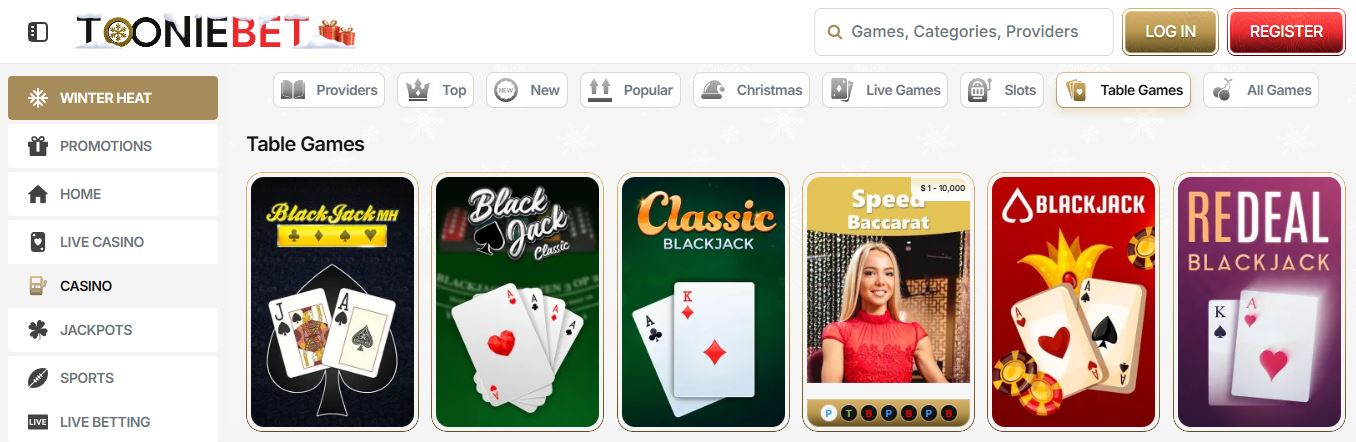 Play blackjack and table games with different variations
